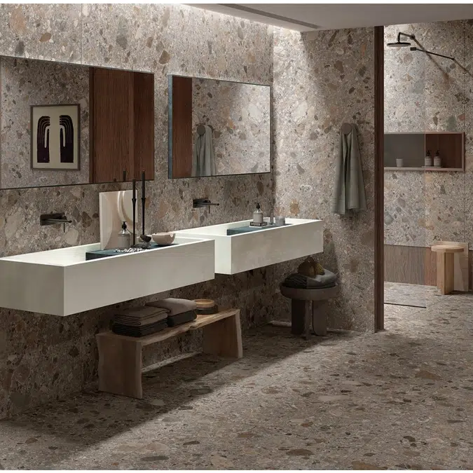 Wish  WH140S - WH140D Box-shaped countertop with built-in single washbasin and right/left side supporting surface