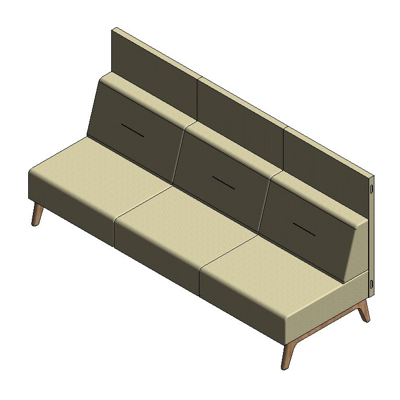 Image for Rockworth Sofas HAF 3 Seat with Mid Back Panel