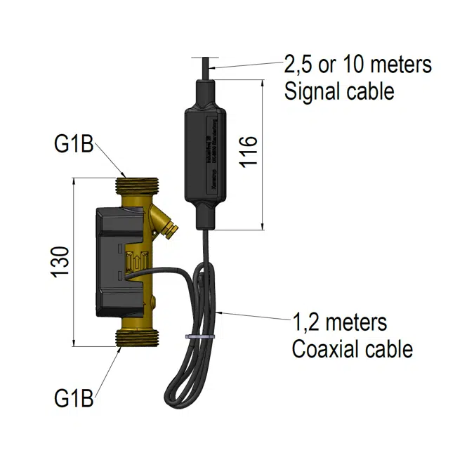 Ultrasonic Flow Sensor, ULTRAFLOW® 44, G1B (R3/4) x 130 mm