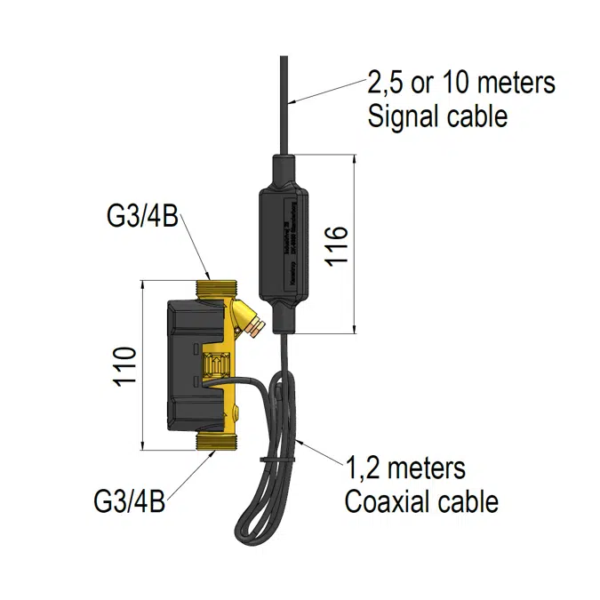 Ultrasonic Flow Sensor, ULTRAFLOW® 44, G3/4B (R1/2) x 110 mm