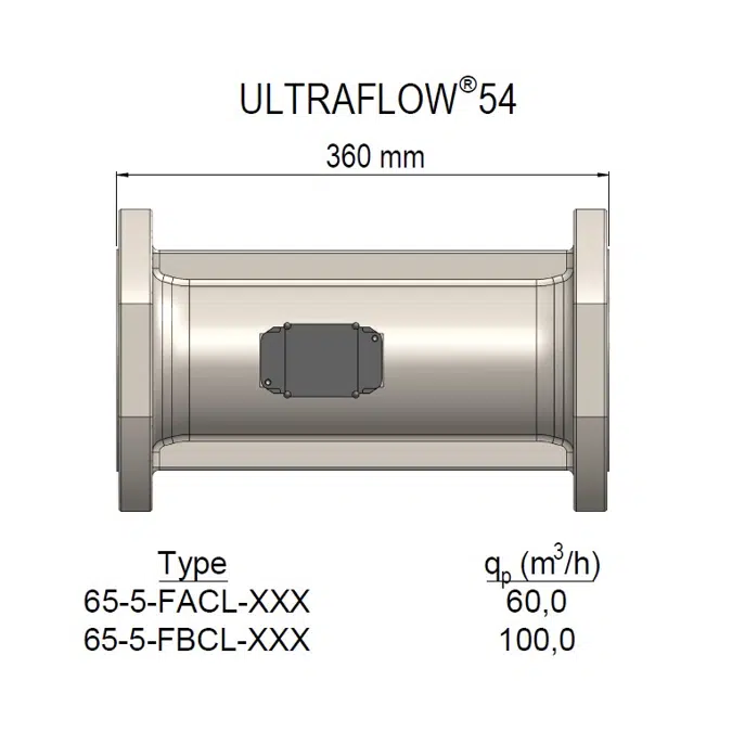 Volumedeel. ULTRAFLOW® 54, qp 60 m³/h, DN100x360 mm (FACL).