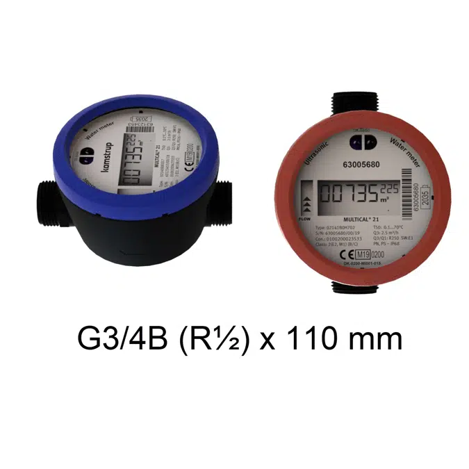 Water meter, MULTICAL®21/flowIQ®2101, G¾B(R½)x110 mm 