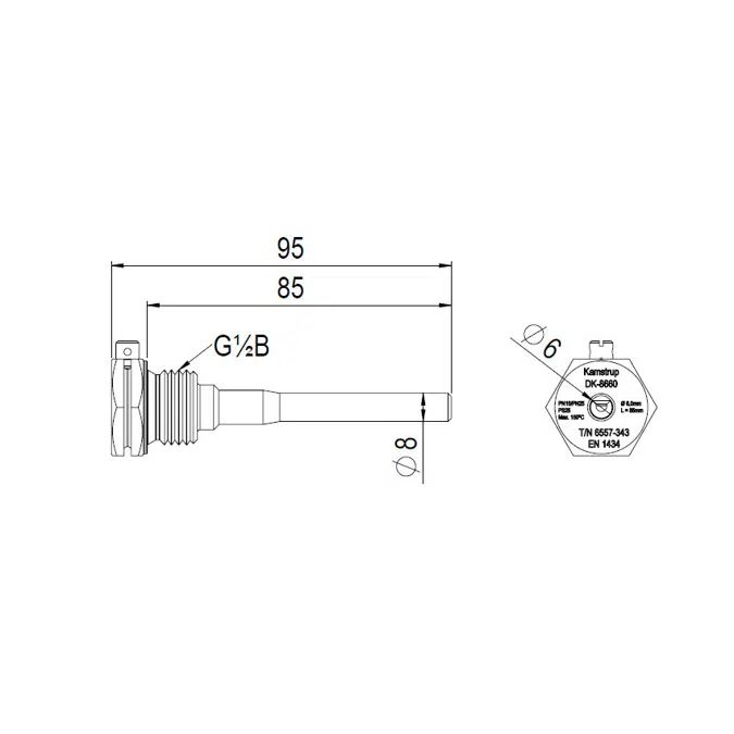 Kamstrup Pocket 85 mm for Temp. Sensors - Straight