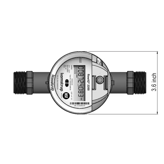 Water meter, flowIQ®2200-KWM2220-US, GPM= 25, 5/8"x3/4" - 1" NPSM