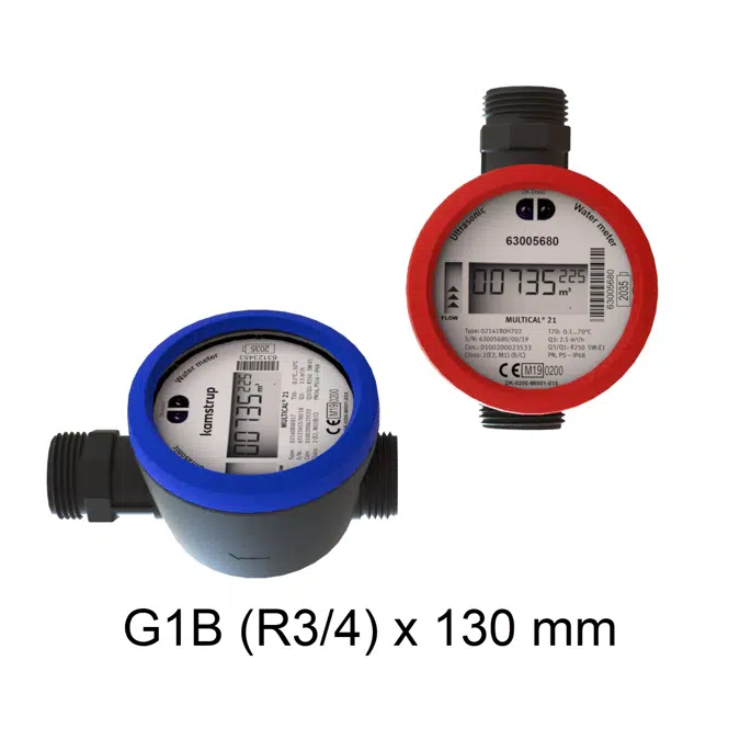 Water meter, MULTICAL®21/flowIQ®2101, G1B (R¾)x130 mm