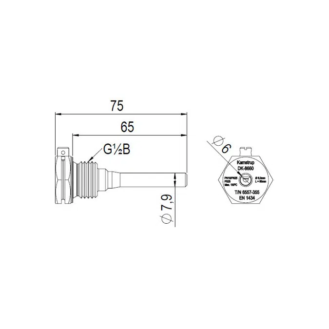 Kamstrup Pocket 65 mm for Temp. Sensors - Straight