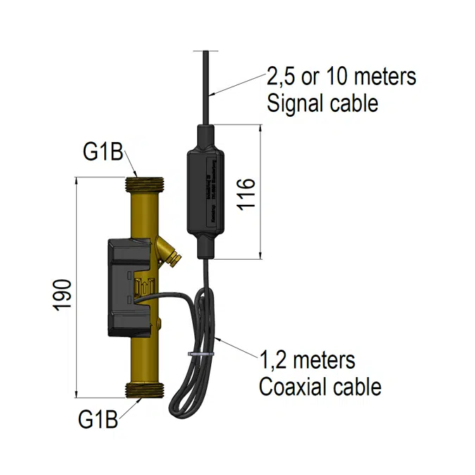 Ultrasonic Flow Sensor, ULTRAFLOW® 44, G1B (R3/4) x 130 mm