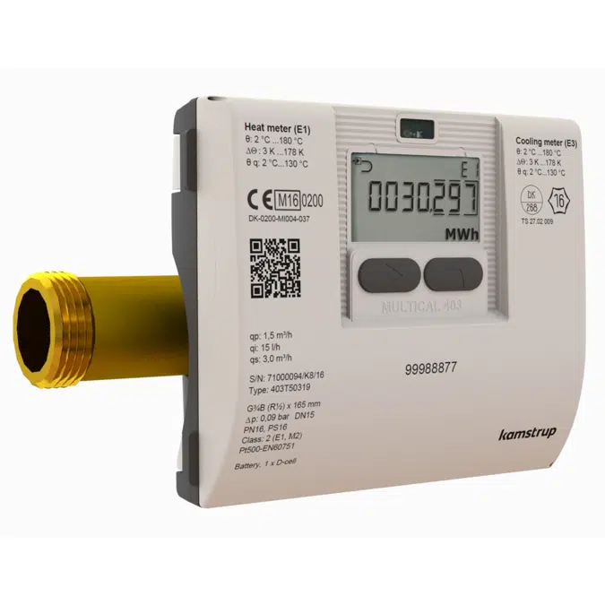 Heat-, Cooling- or Heat/Cooling meter, MULTICAL® 403, G1B (R3/4) x 190 mm