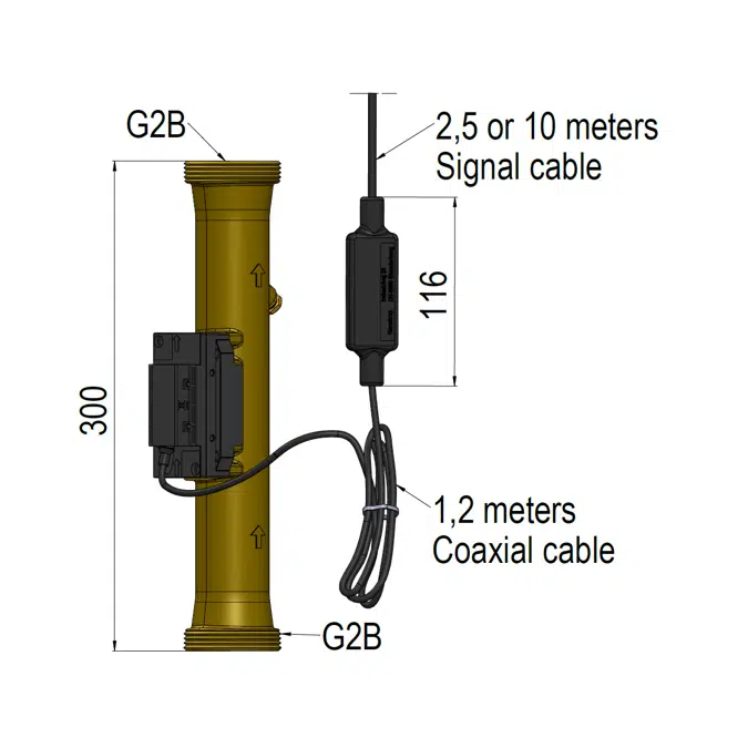 Ultrasonic Flow Sensor, ULTRAFLOW® 44, G2B (R1 1/2) x 300 mm
