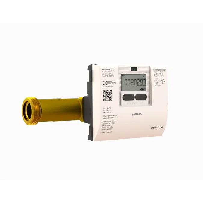 MULTICAL® 403, qp 6,0 m³/h, G5/4B (R1) x 260 mm, heat meter, cooling meter or combined heat/cooling meter