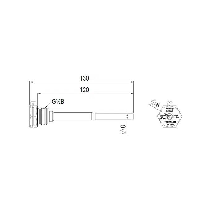 Kamstrup Pocket 120 mm for Temp. Sensors - Straight
