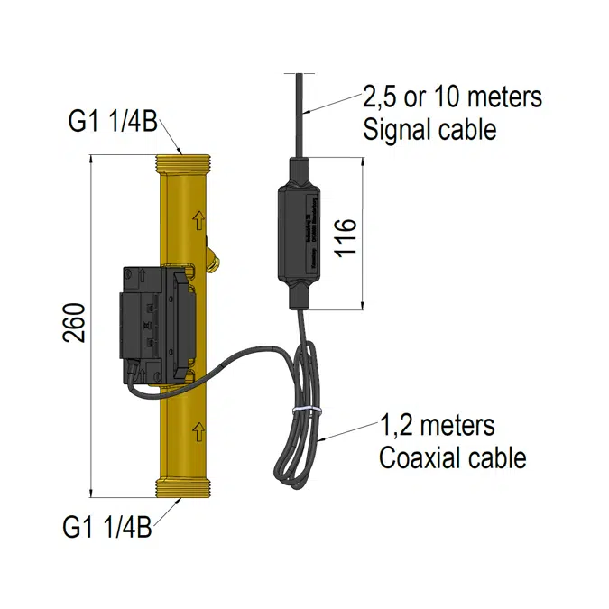Ultrasonic Flow Sensor, ULTRAFLOW® 44, G5/4B (R1) x 260 mm