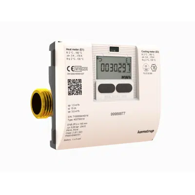 MULTICAL® 403, qp 2,5 m³/h, G1B (R¾) x 130 mm, heat meter, cooling meter or combined heat/cooling meter 이미지