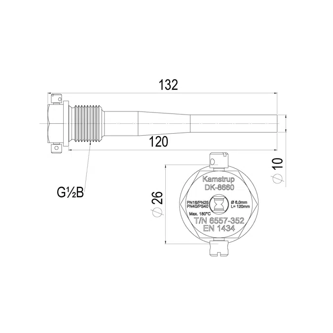 Kamstrup Reinforced Pocket 120 mm for Temp. Sensors - Straight