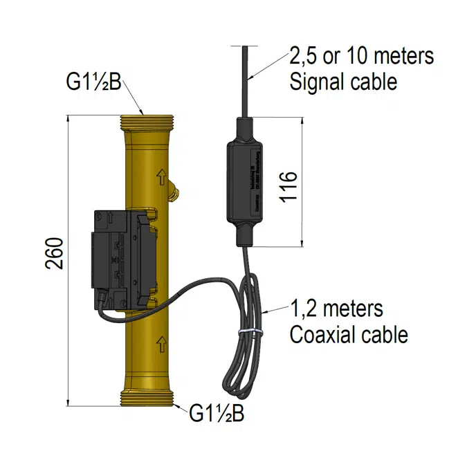 Ultrasonic Flow Sensor, ULTRAFLOW® 44, G1 1/2B (R1 1/4) x 260 mm