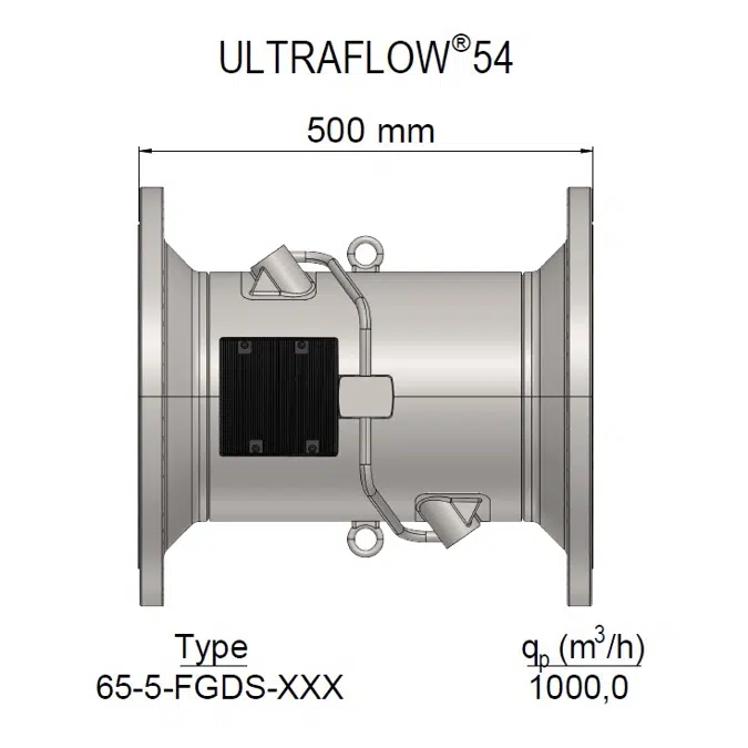 Volumedeel. ULTRAFLOW® 54, qp 1000 m³/h, DN300 x 500 mm (FGDS).