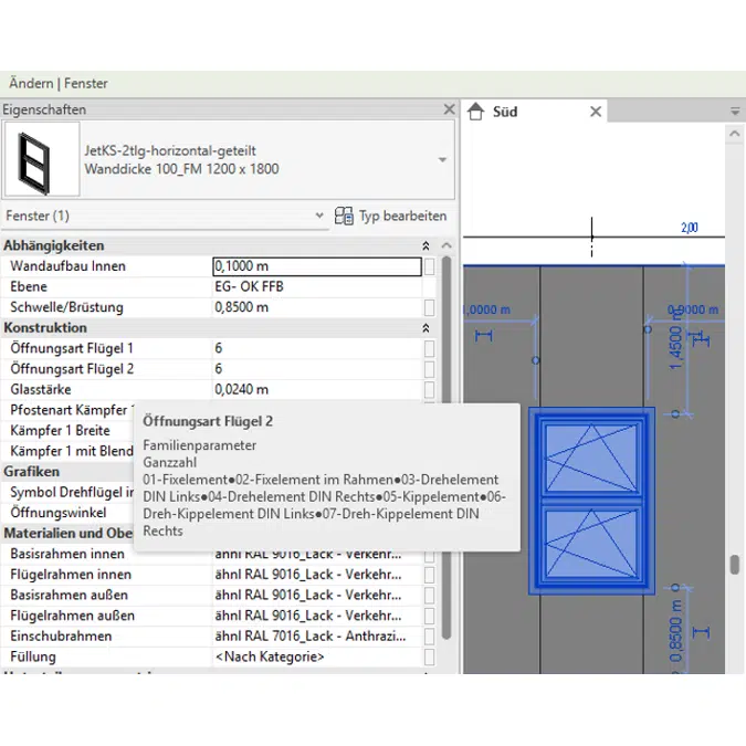 Fech-Jet-System® two part window horizontal mullion