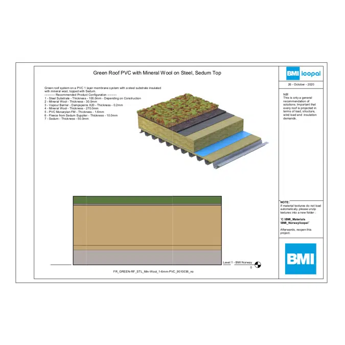 Green Roof PVC with Mineral Wool on Steel