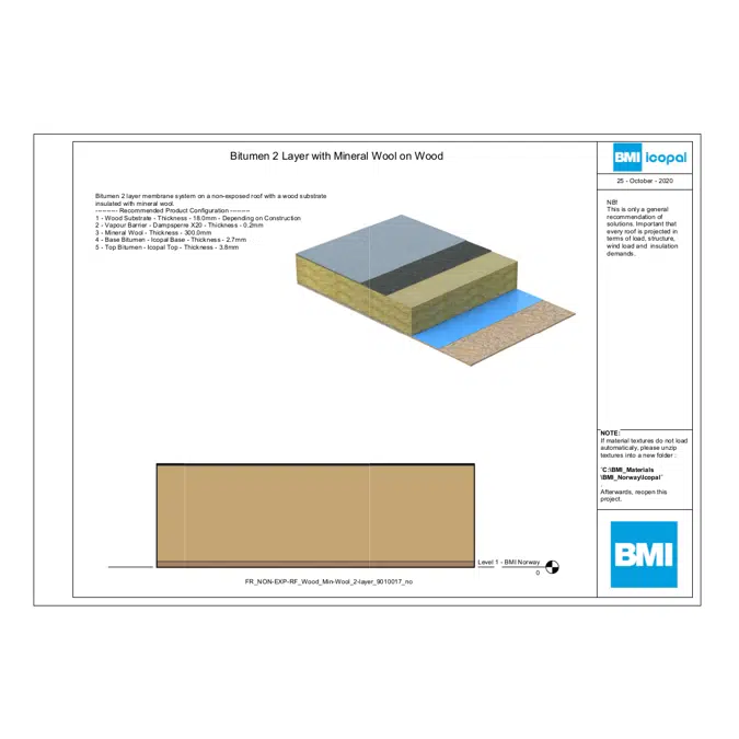 Bitumen 2 Layer with Mineral Wool on Wood