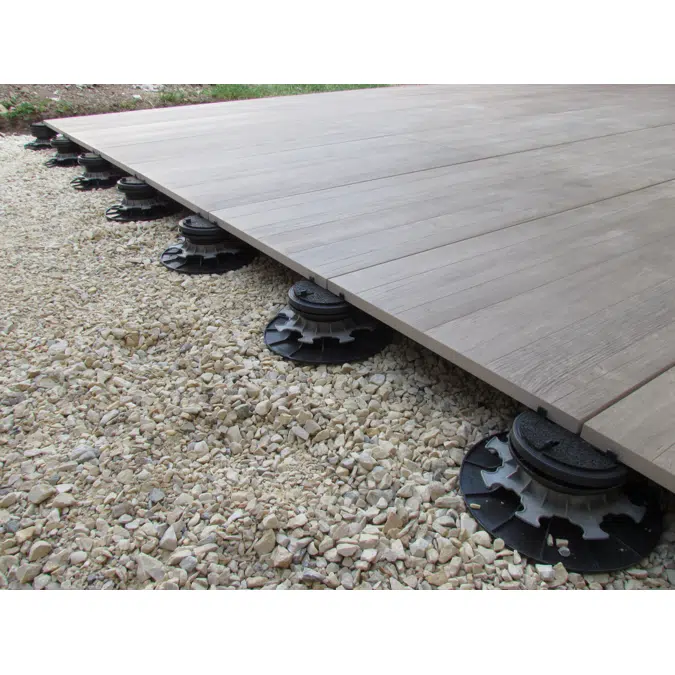 Self-levelling paved terrace riser pedestal (adjustable 155-245 mm)