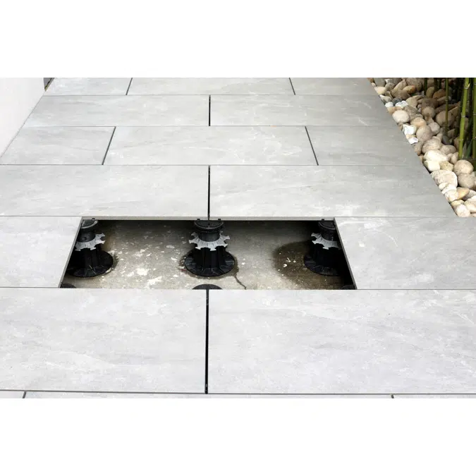 Self-levelling paved terrace riser pedestal (adjustable 155-245 mm)