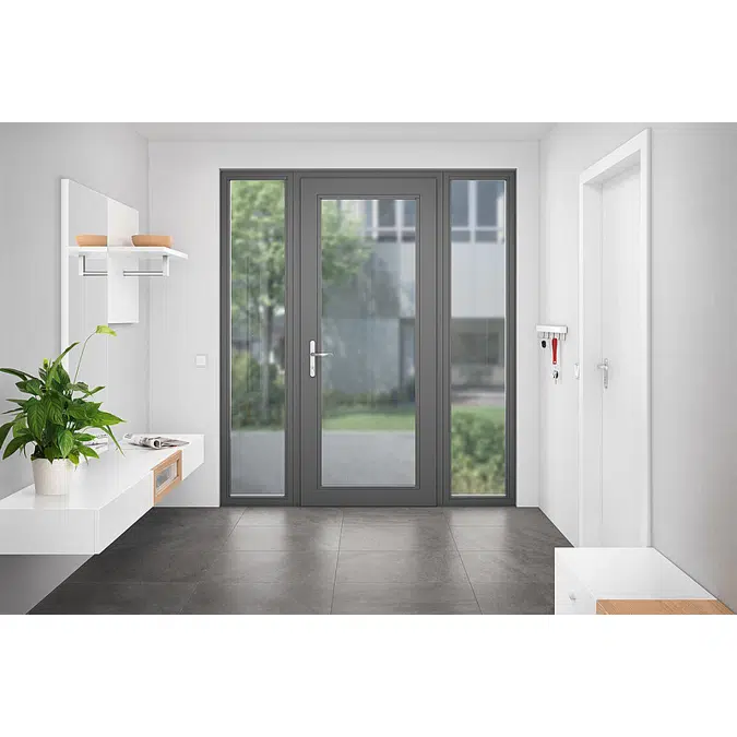 Single-sash entrance door with hidden Roto Solid C hinges and Roto Safe lock