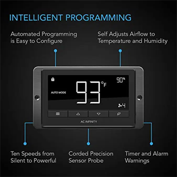 AC Infinity AIRTITAN T7, Ventilation Fan 12" with Temperature Humidity Controller, for Crawl Space, Basement, Garage, Attic, Hydroponics, Grow Tents