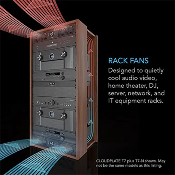 AC Infinity CLOUDPLATE T1-N, Rack Mount Fan Panel 1U, Intake Airflow, for cooling AV, Home Theater, Network 19” Racks