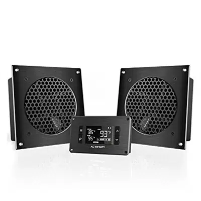 kuva kohteelle AC Infinity AIRPLATE T8 PRO, Quiet Cooling Dual-Fan System 6" with Thermostat Control, for Home Theater AV Cabinets