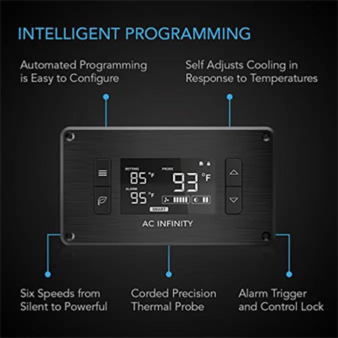 AC Infinity AIRPLATE T8 PRO, Quiet Cooling Dual-Fan System 6" with Thermostat Control, for Home Theater AV Cabinets