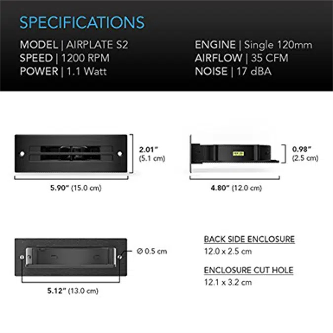 AC Infinity AIRPLATE S2, Quiet Cooling Blower Fan System 6" with Speed Control, for Home Theater AV Cabinets