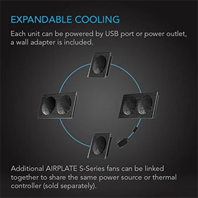 AC Infinity AIRPLATE S2, Quiet Cooling Blower Fan System 6" with Speed Control, for Home Theater AV Cabinets