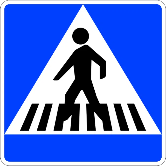 S13 Pedestrian crossing Road sign in Fibreglass reinforced polymer composite