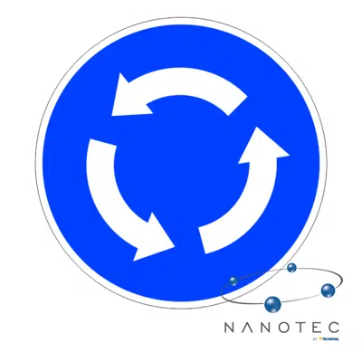Imagem para R-402 Roundabout, mandatory direction of rotation Road sign in Fibreglass reinforced polymer composite (NANOTEC)}