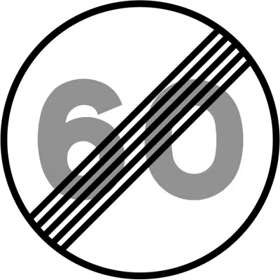 Image for R-501 End of speed limit Road sign in Fibreglass reinforced polymer composite