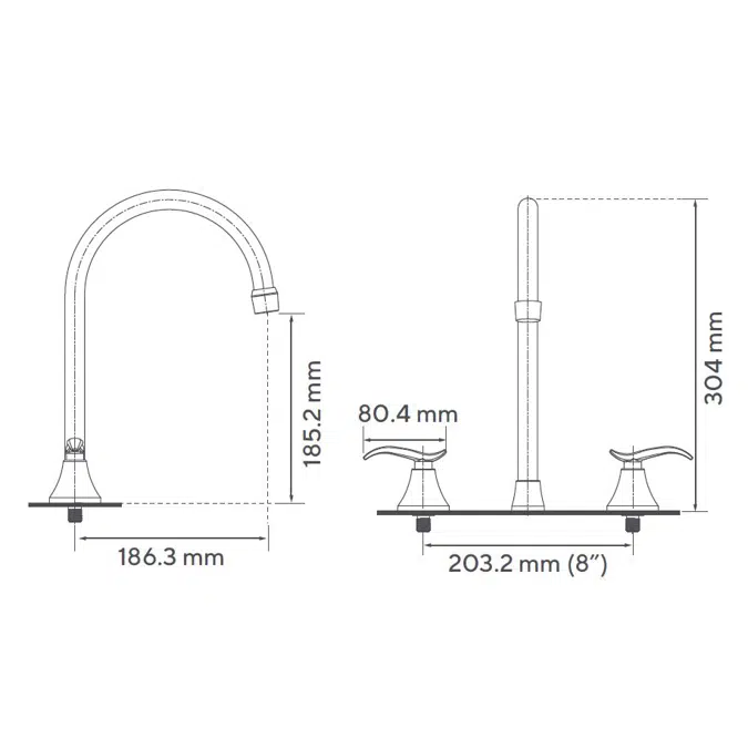 8” Tedesca two handle widespread bathroom faucet