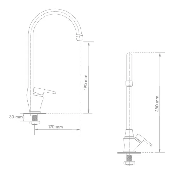 Vivaldi single lever dishwasher mixer