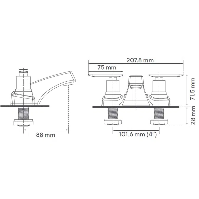 4” Piana two handle centerset bathroom faucet