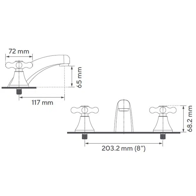 8” Calima two handle widespread bathroom faucet