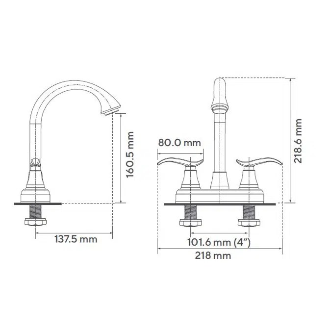 4” Tedesca two handle centerset bathroom faucet