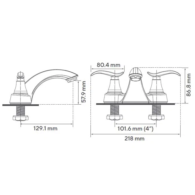 4” Tedesca two handle centerset bathroom faucet