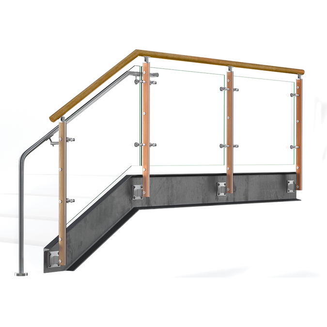 BIM objects - Free download! FIN Stainless Steel Glass Railing System ...