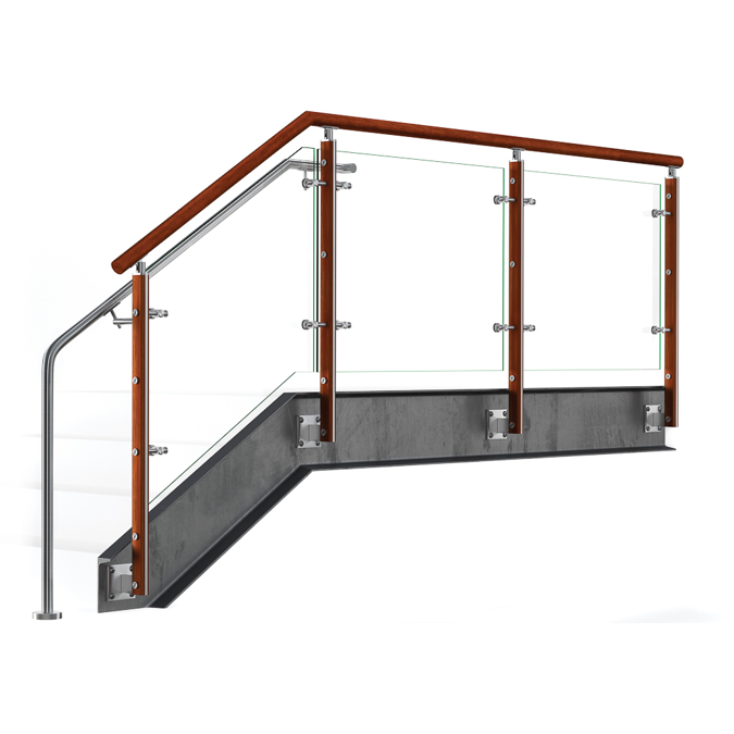 BIM objects - Free download! FIN Stainless Steel Glass Railing System ...