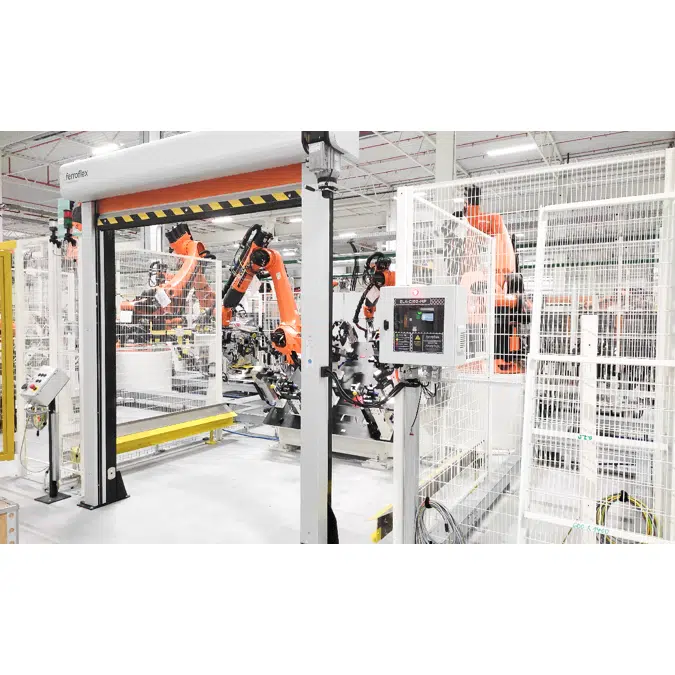 High-speed roll-up door for automated production lines