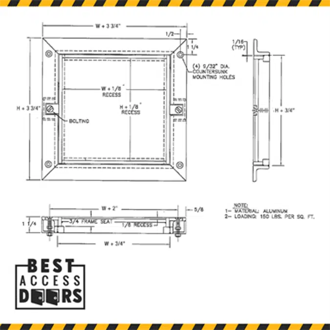 Removable Floor Hatch Recessed for Vinyl Tile/Carpet (BA-RRFD-18)