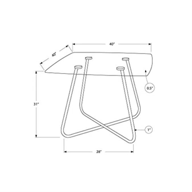 Monarch Specialties 1070 Tempered Glass Dining Table