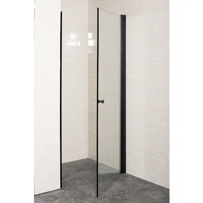 Image for Lusso Showerwall black straight niche doors