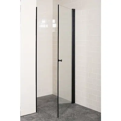 画像 Lusso Showerwall black straight niche doors