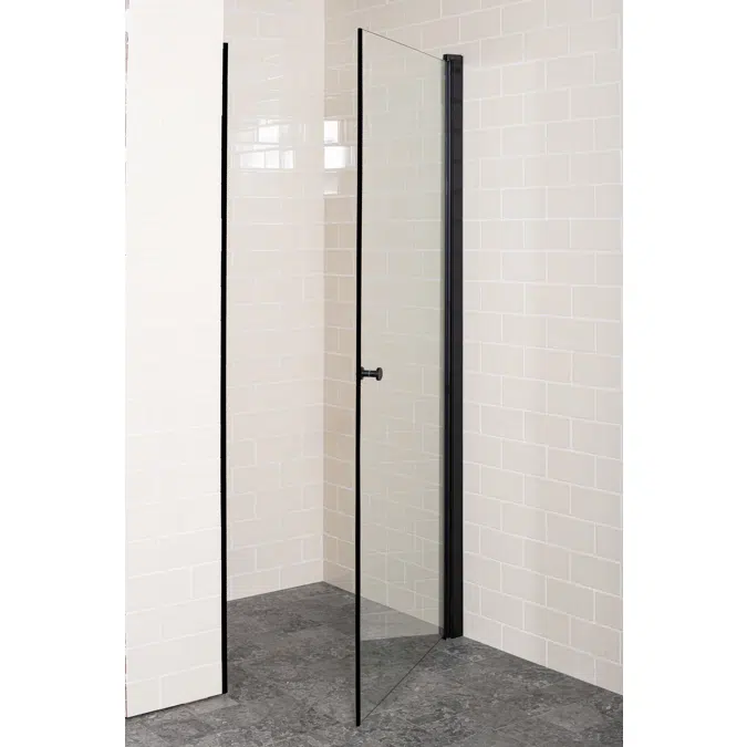 Lusso Showerwall black straight niche doors