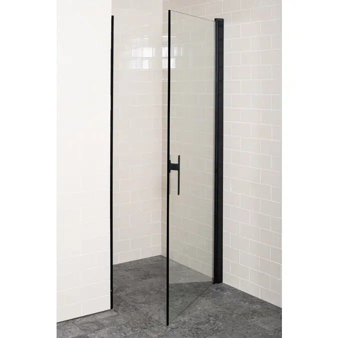 Lusso Showerwall black straight niche doors